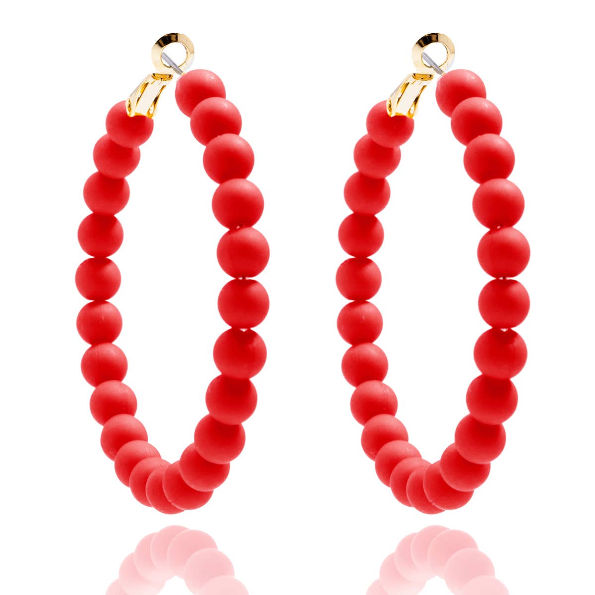 Emerald Matte Beaded Hoop Earring