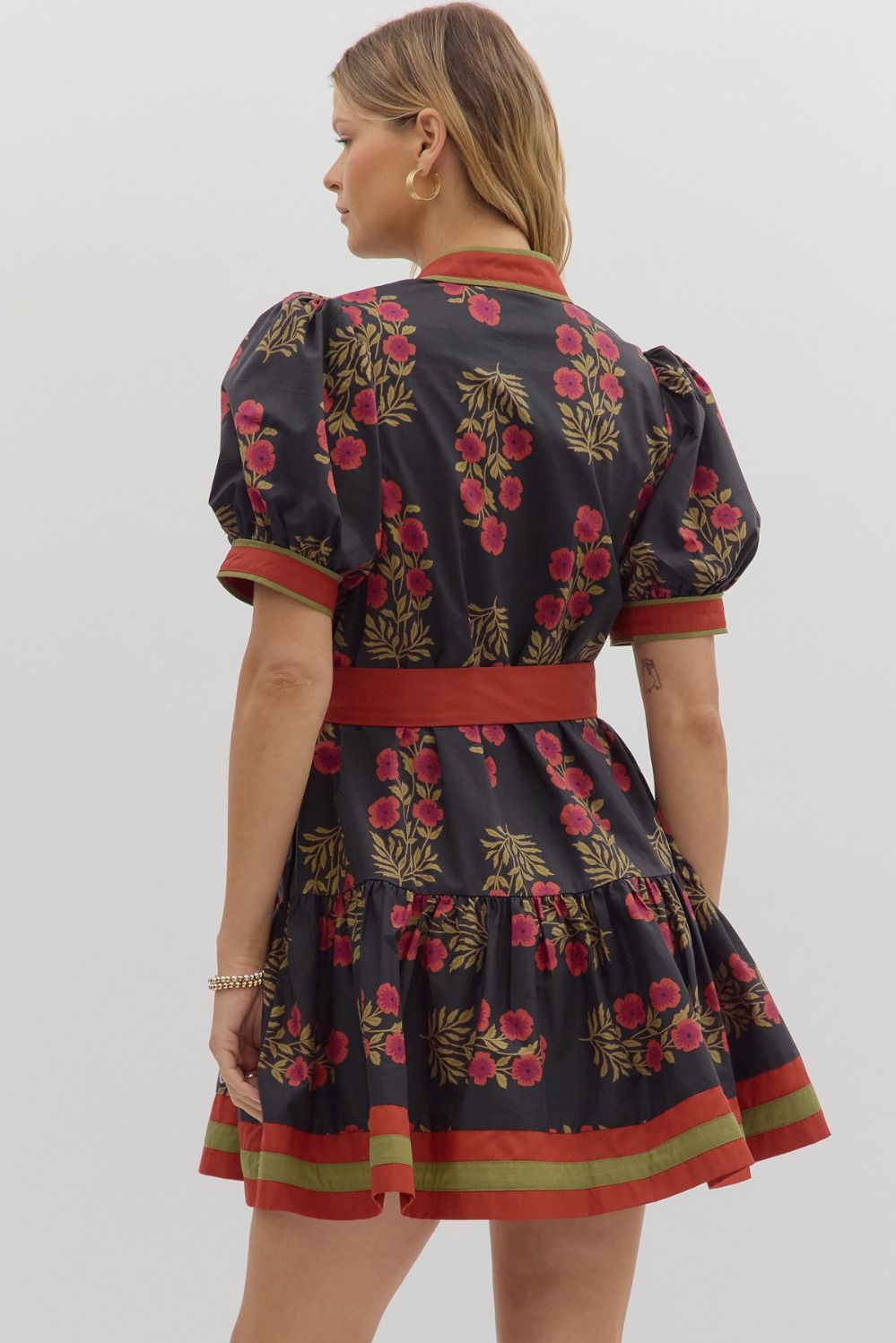 Crimson Bloom Mini Dress