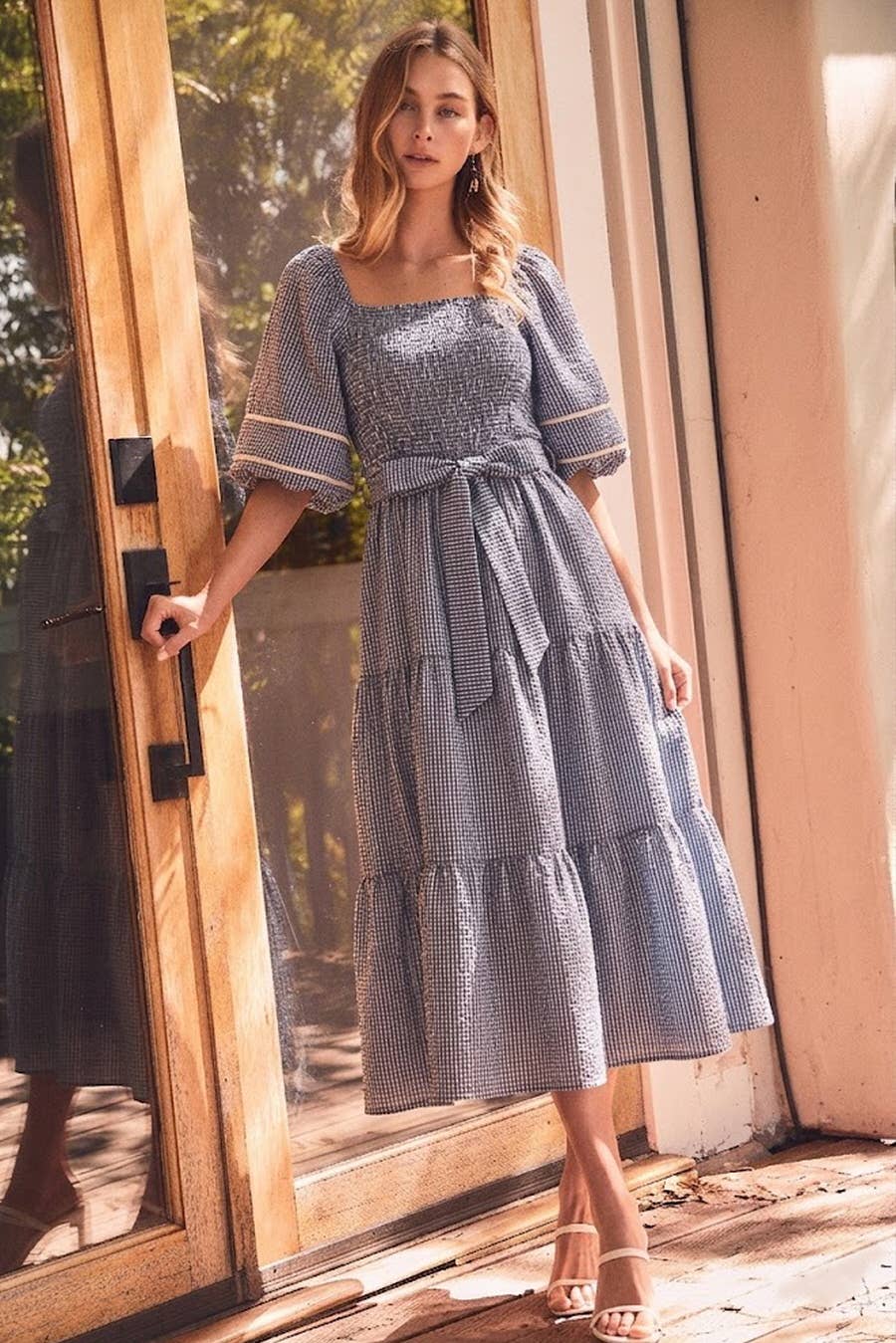Textured Midi Dress: Linen / S