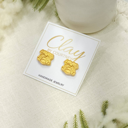 Gold Bulldog Earrings