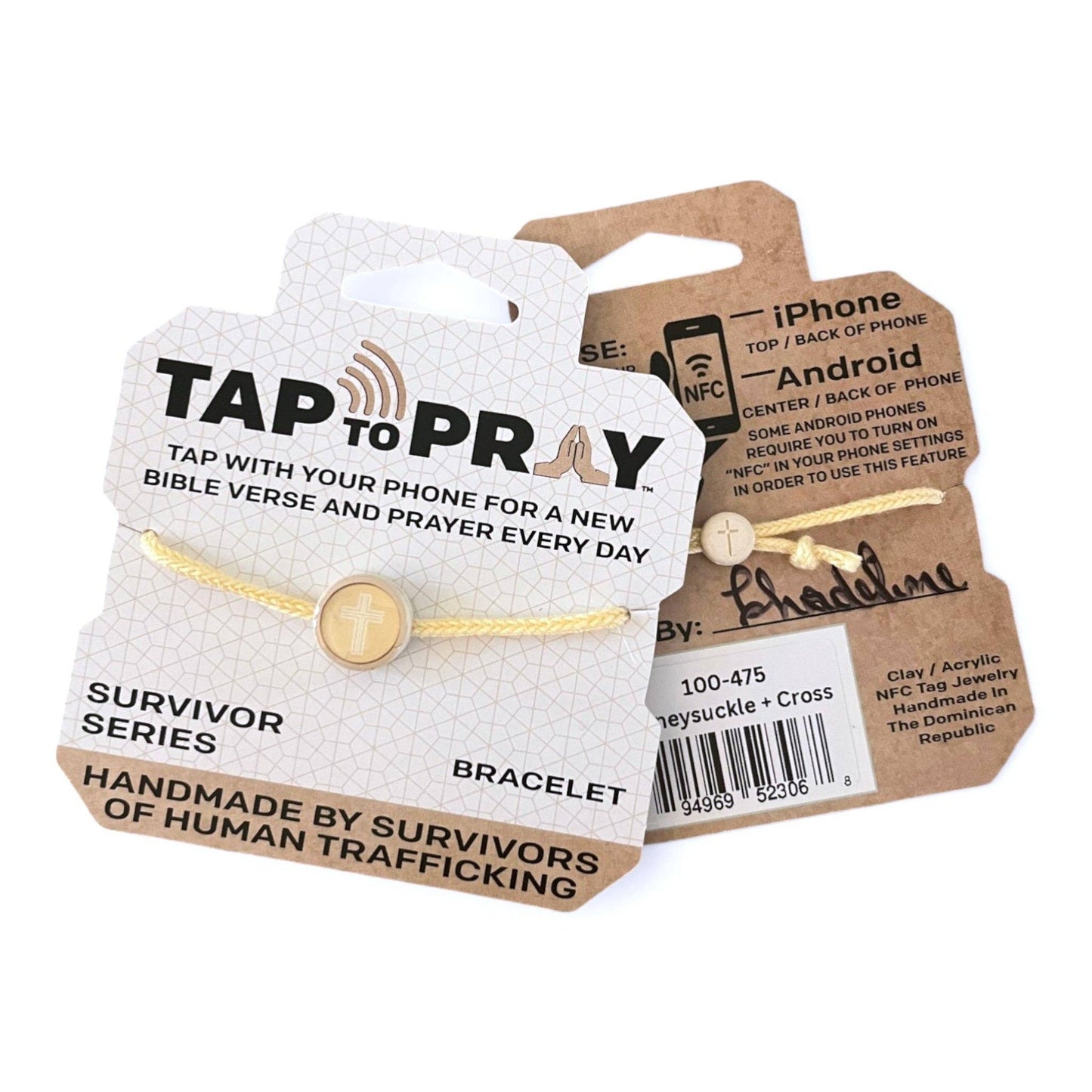 Tap To Pray® Survivor Series Bracelet: 14K Gold-Plated + Vanilla Cross