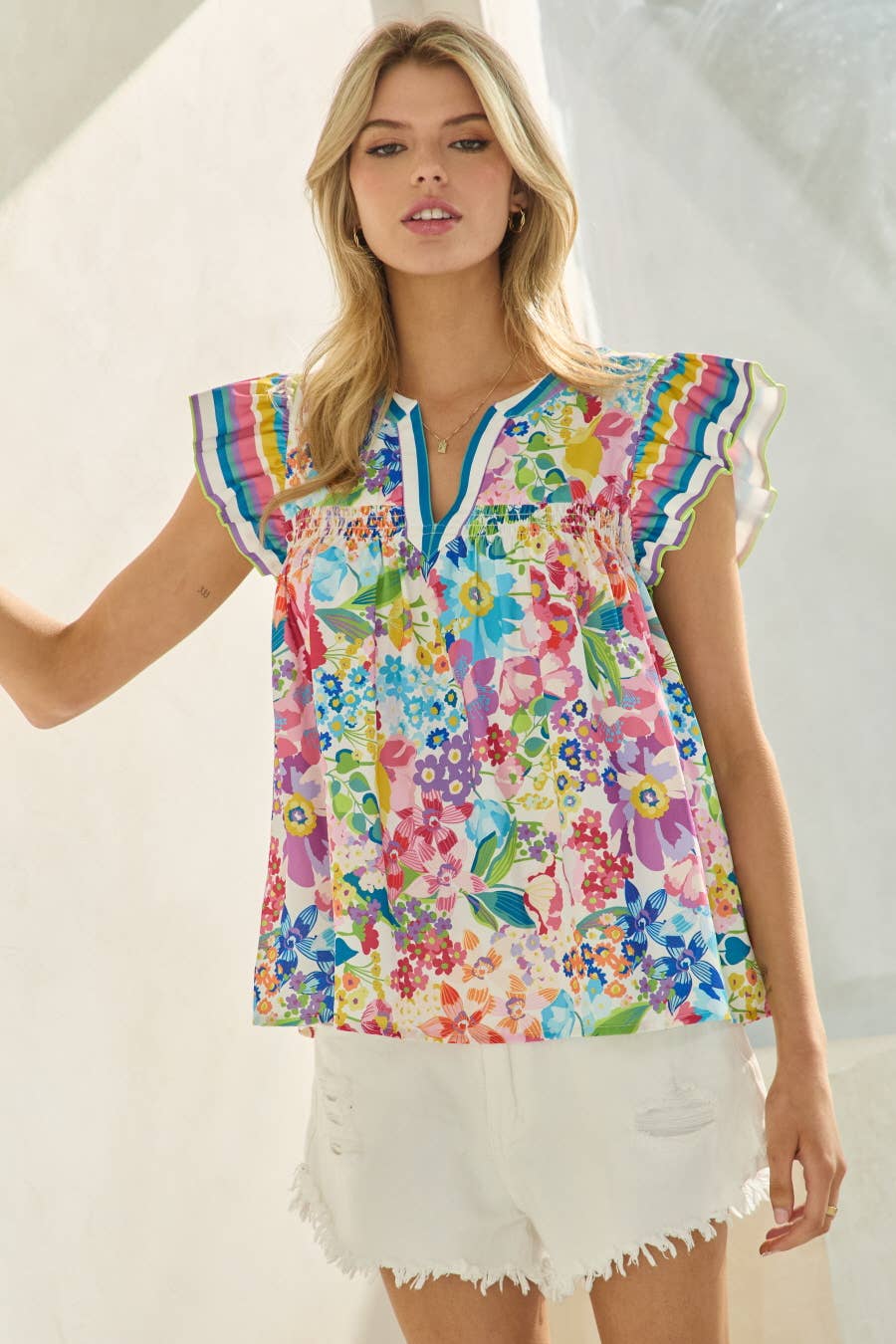 Sunshine Garden Flutter Top