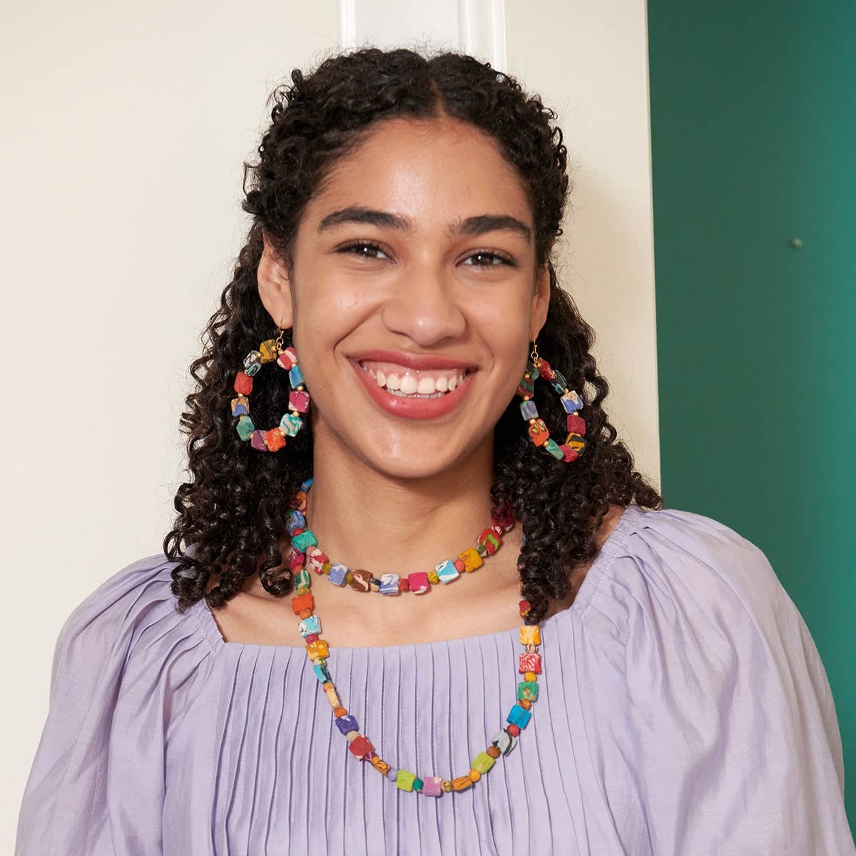 Kantha Dotted Square Hoops