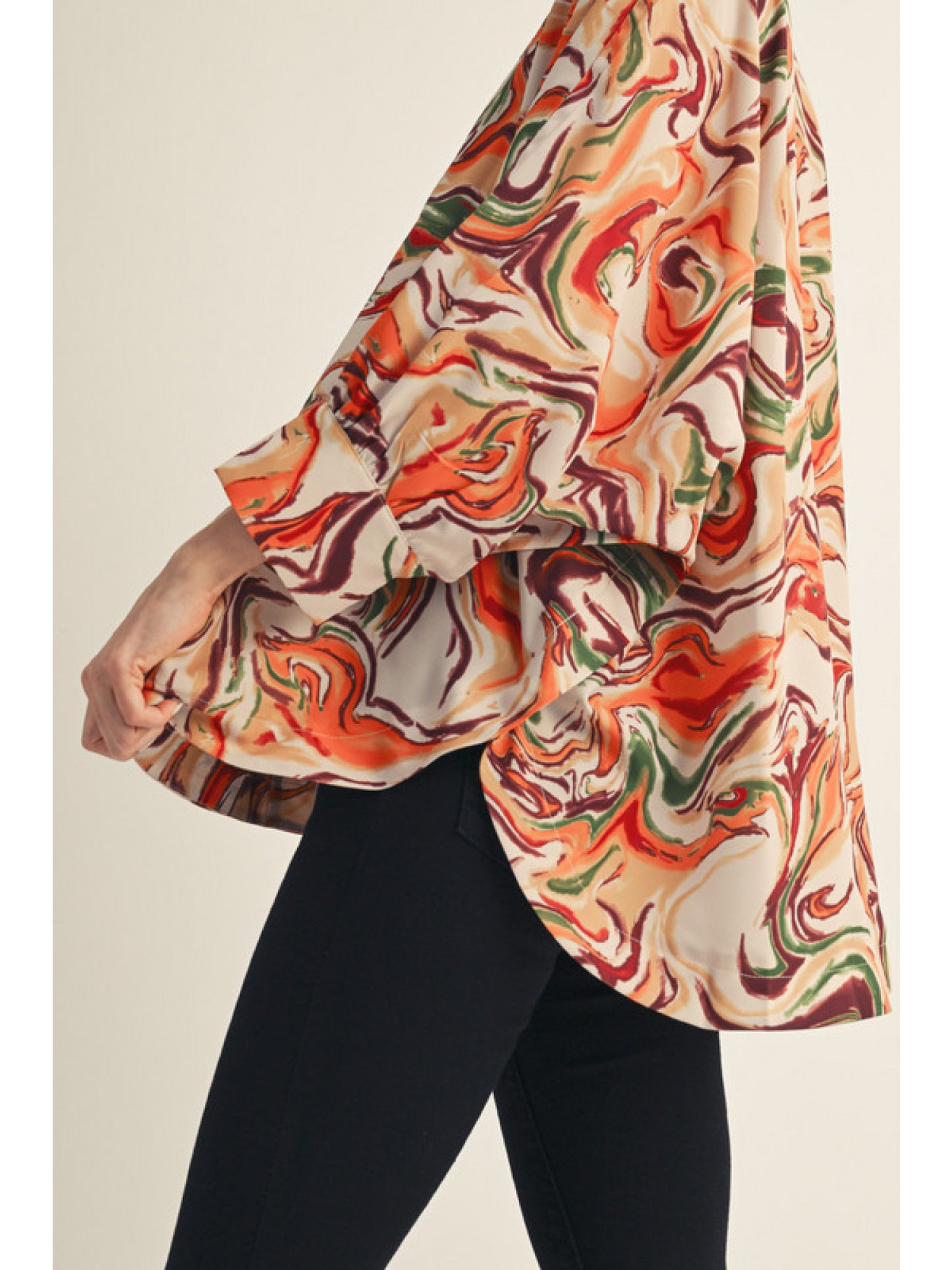 Autumn Swirl Satin Blouse