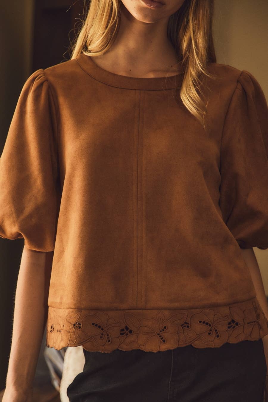 Chestnut Puff Sleeve Top