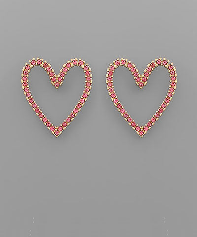 Crystal Heart Outline Earrings