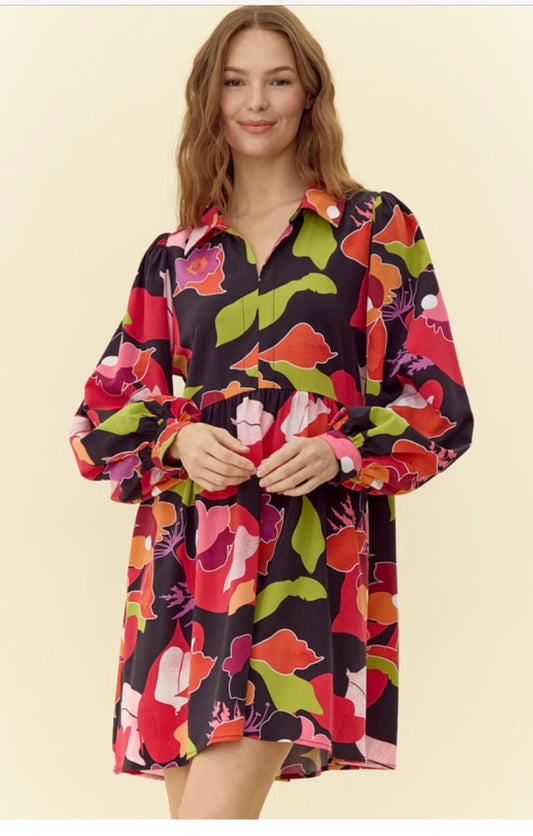 Midnight Bloom Babydoll Dress