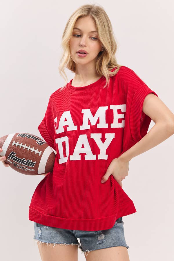 Game Day Ribbed Knit Top