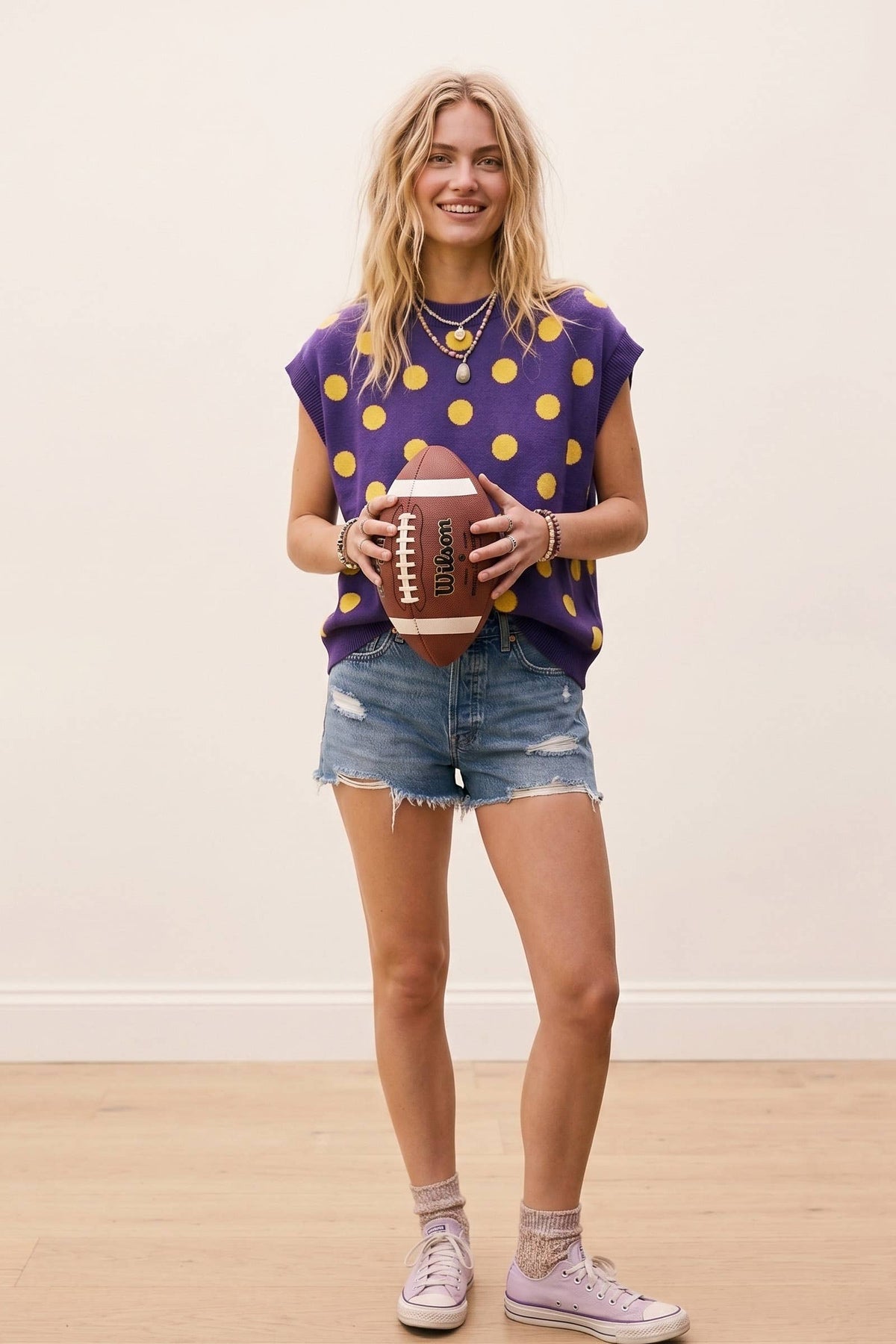 Gameday Polka Dot Sleeveless Knit Top: RED/BLACK / S