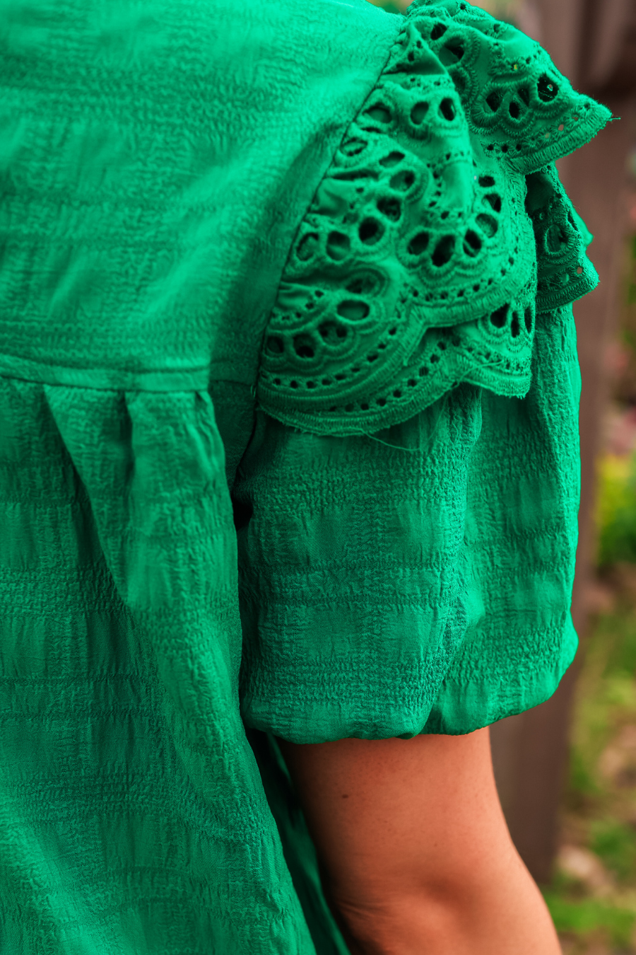 Emerald Bloom Eyelet Top