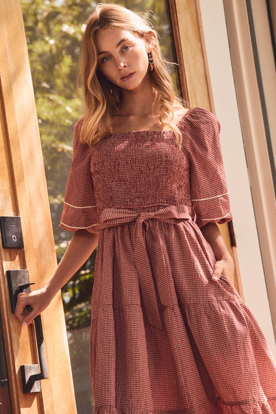 Textured Midi Dress: Linen / S