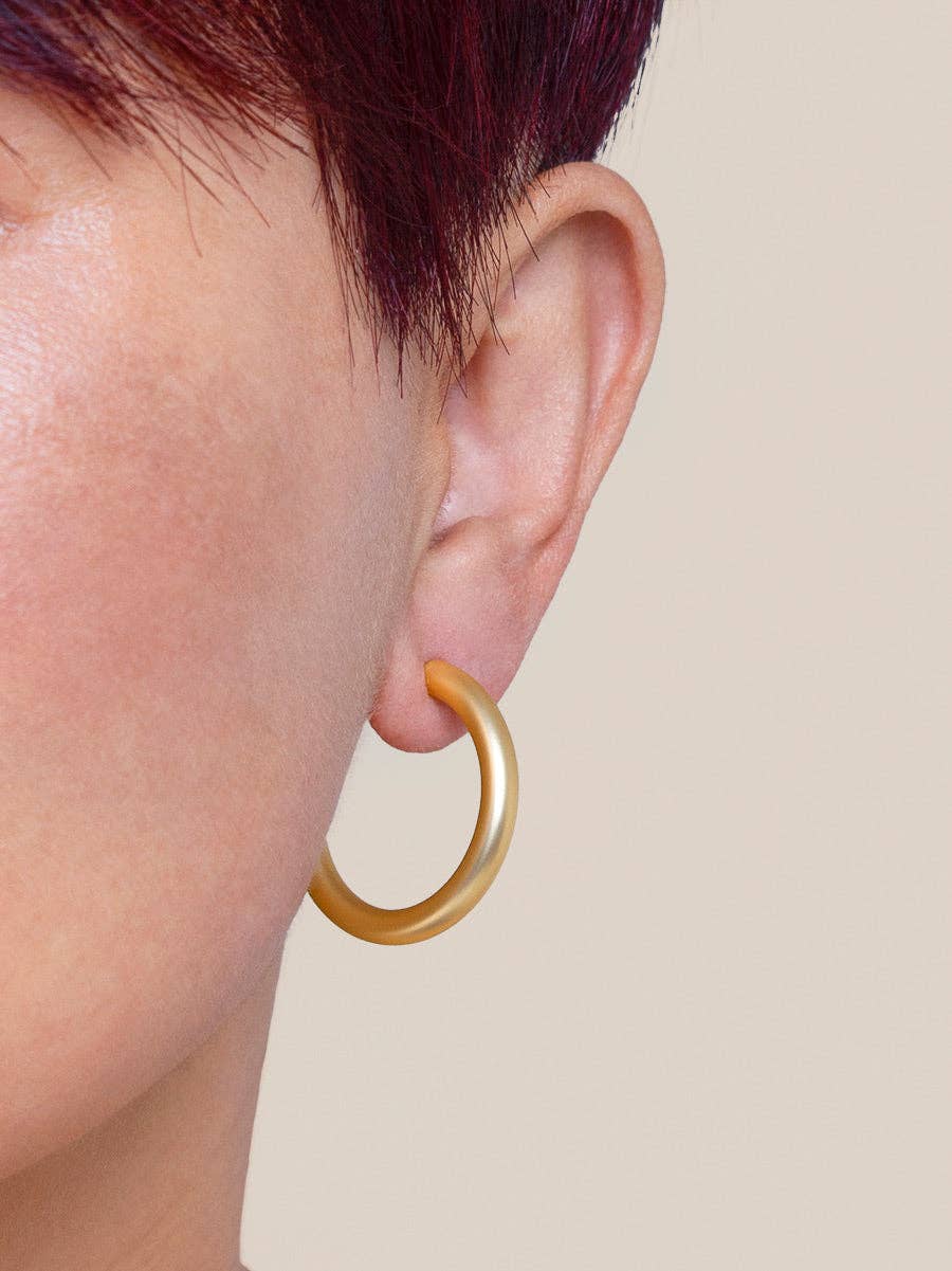 Small Chunky Matte Gold Hoop Earrings