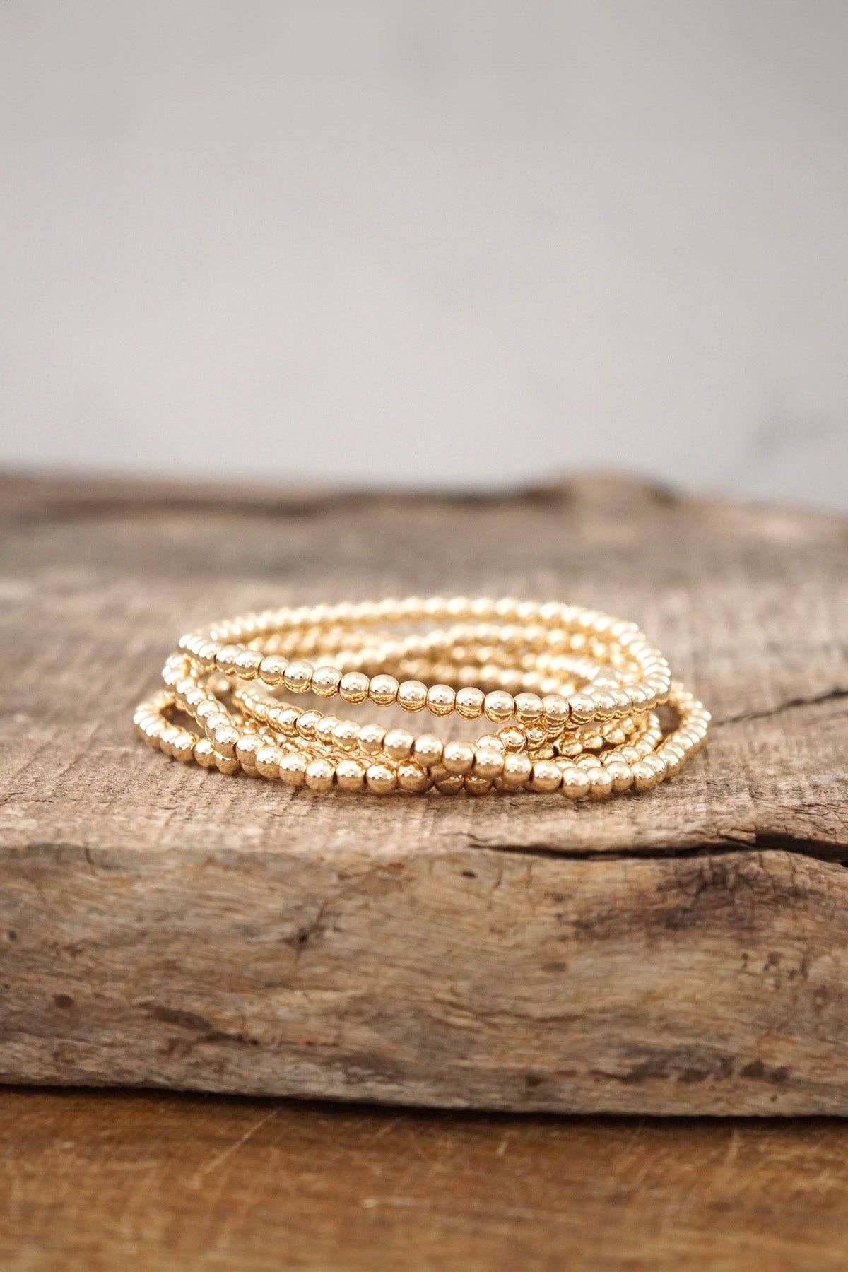 Gold tone Small Beaded Bracelet Set of 5