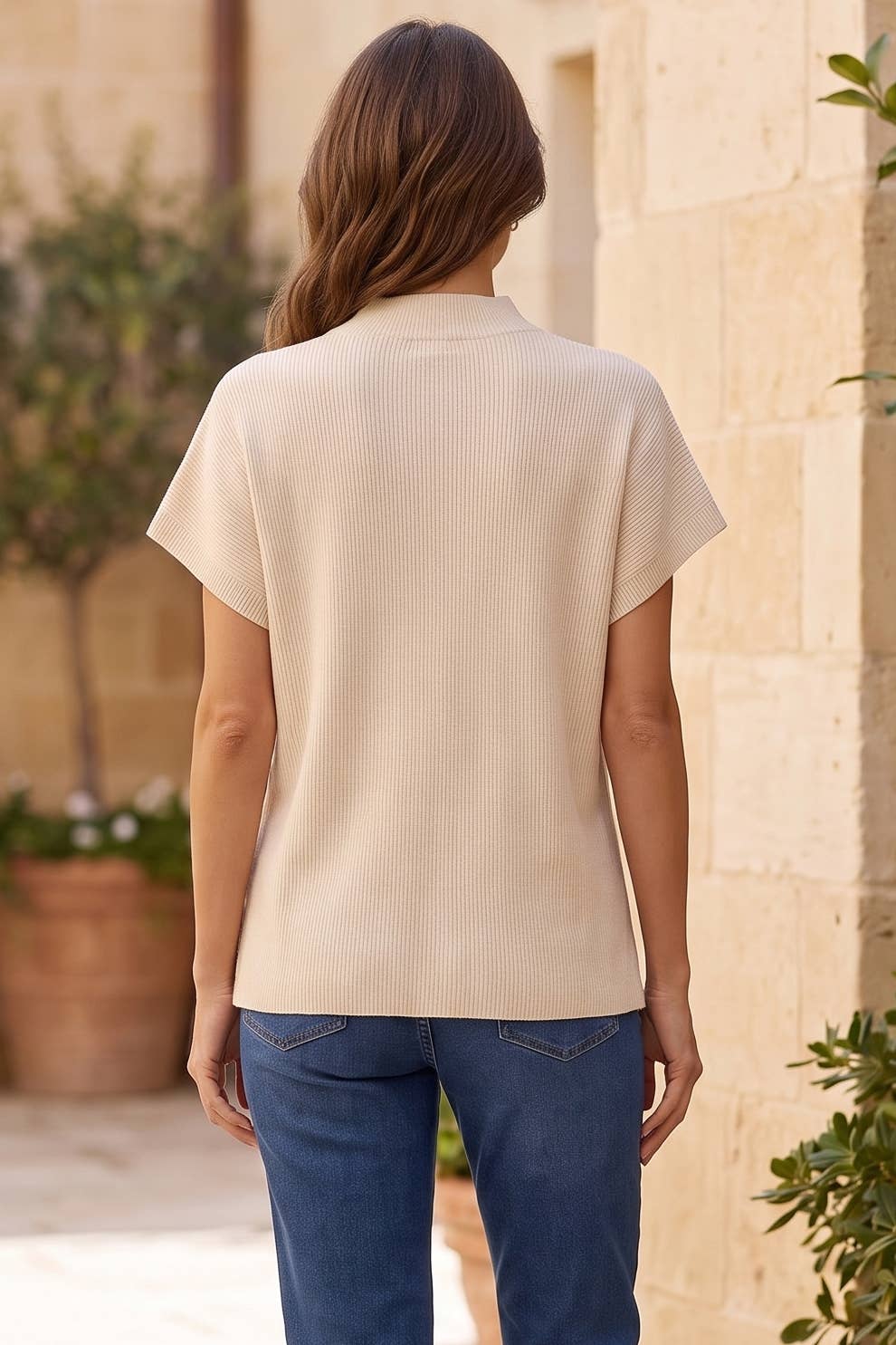 Transitional Mock Neck Sweater: Bubblegum / S