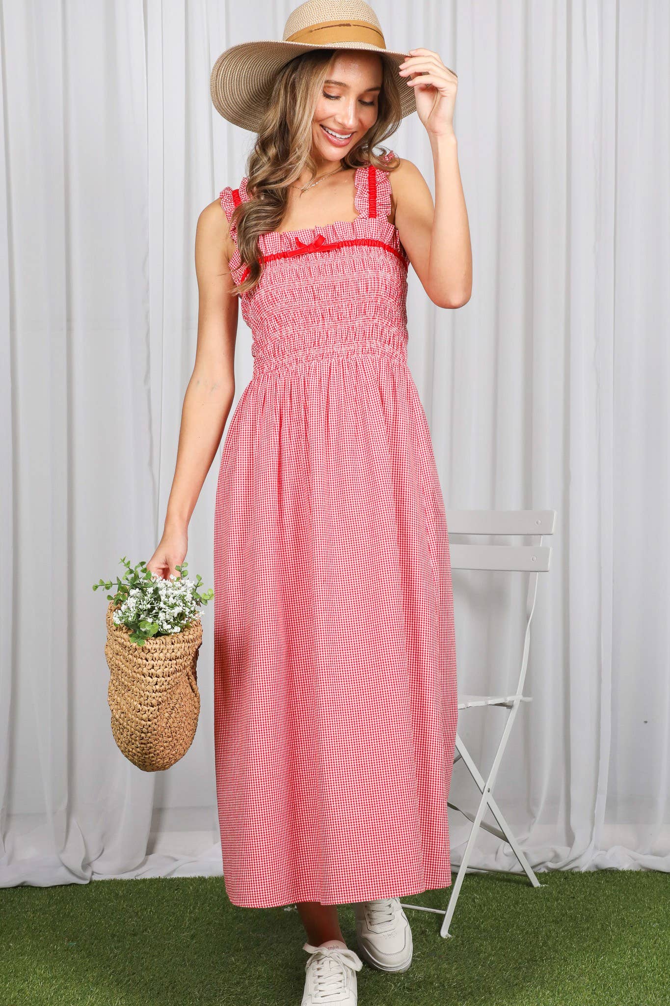 Strawberry Sweetheart Midi Dress