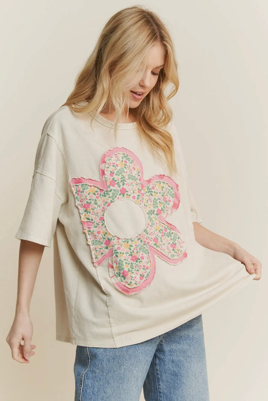 J Her Natural Mineral Wash Floral Top