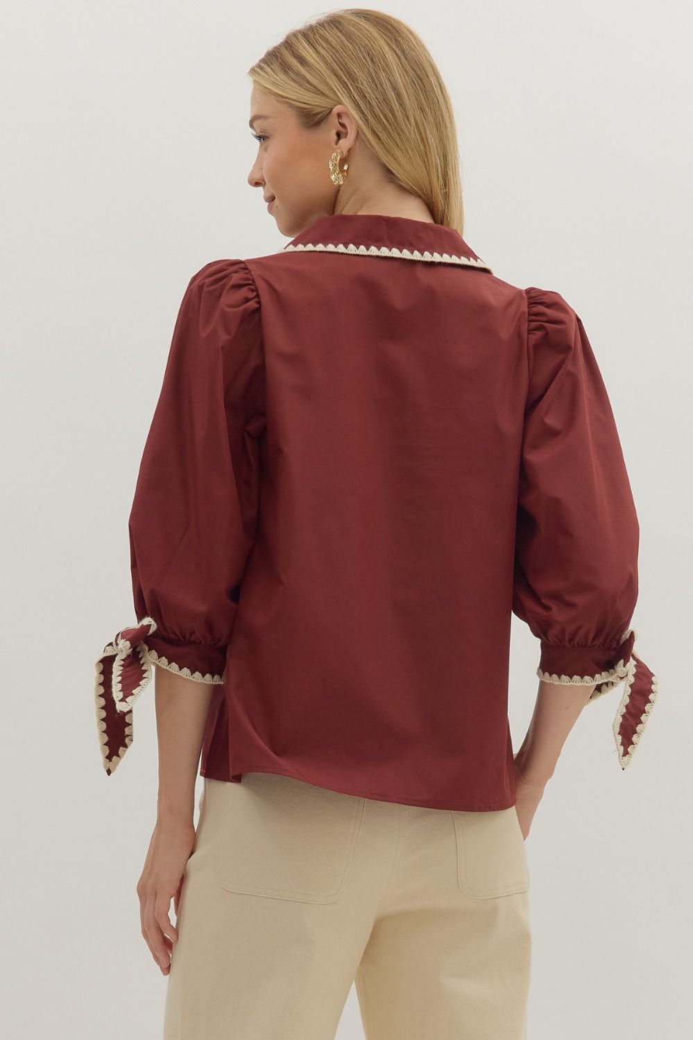 Burgundy Belle Trim Blouse