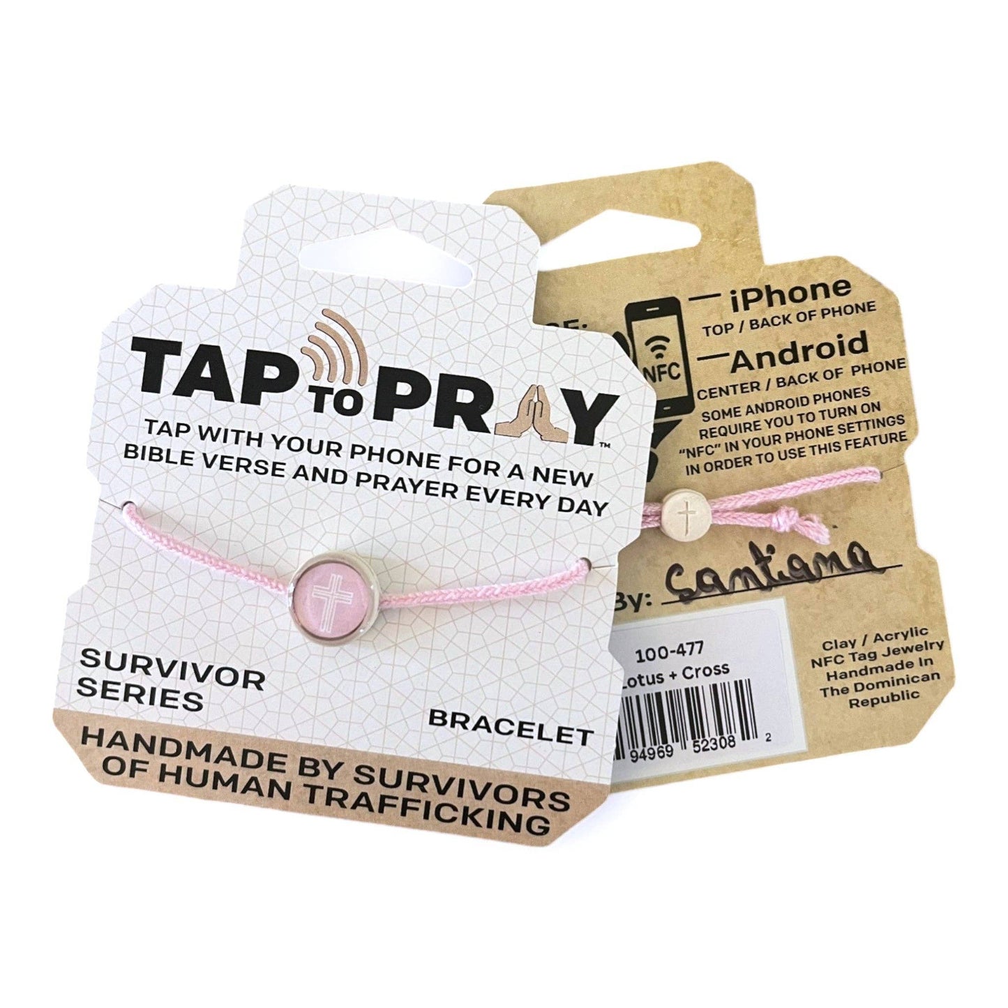 Tap To Pray® Survivor Series Bracelet: 14K Gold-Plated + Vanilla Cross