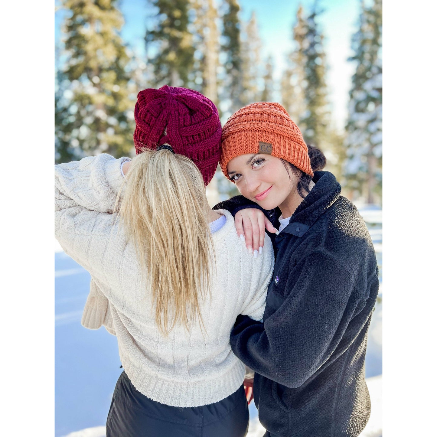 Magenta Criss-Cross Knit Beanie