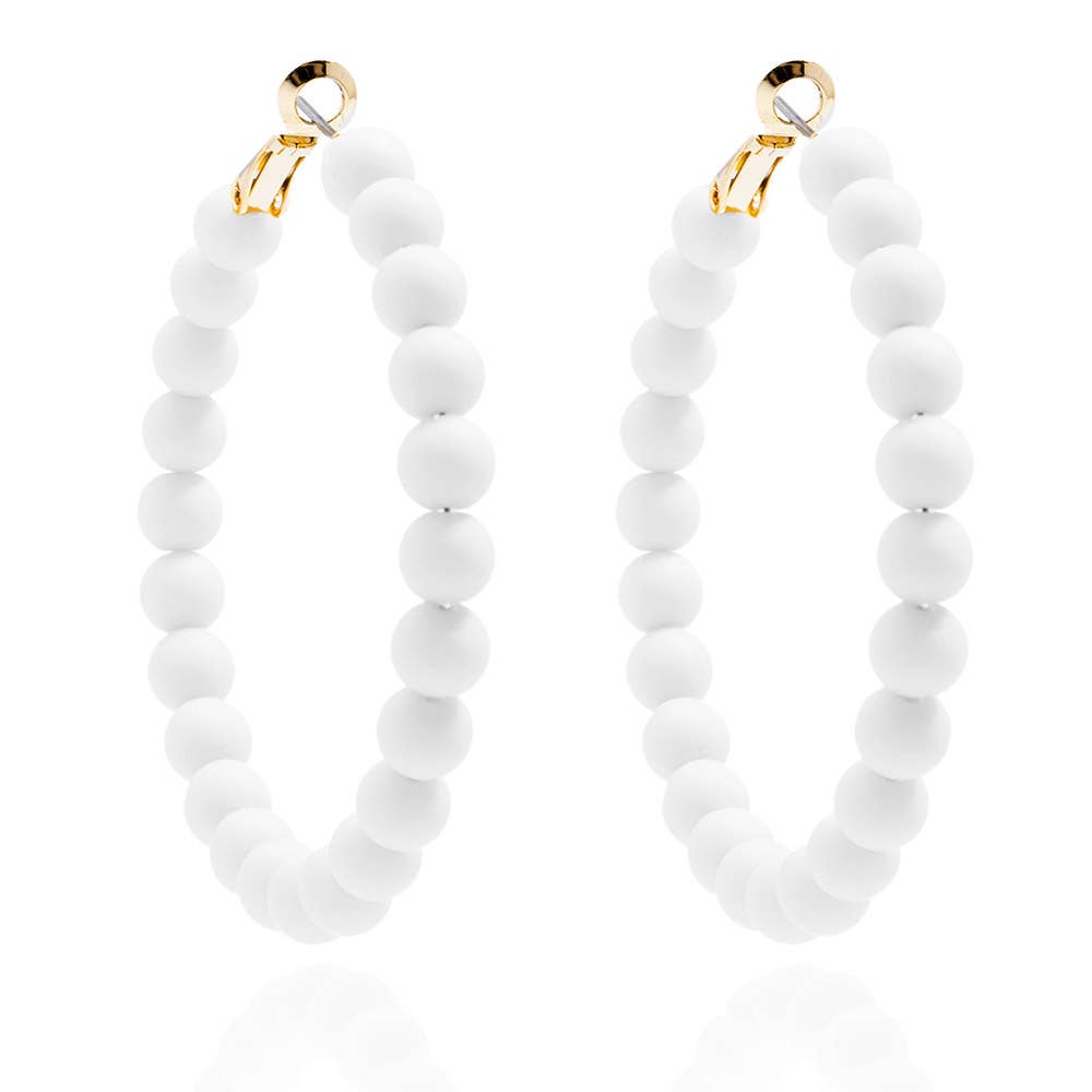 Emerald Matte Beaded Hoop Earring