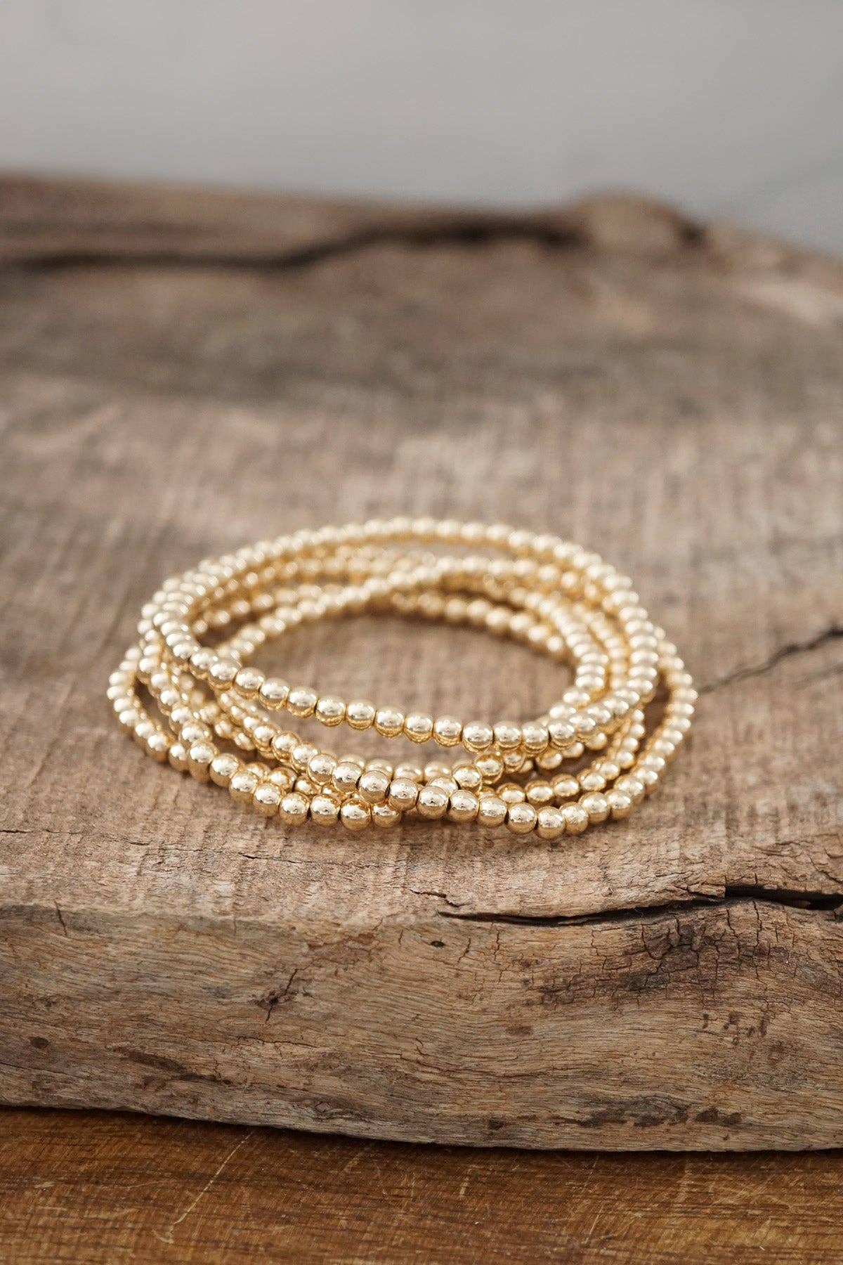 Gold tone Small Beaded Bracelet Set of 5