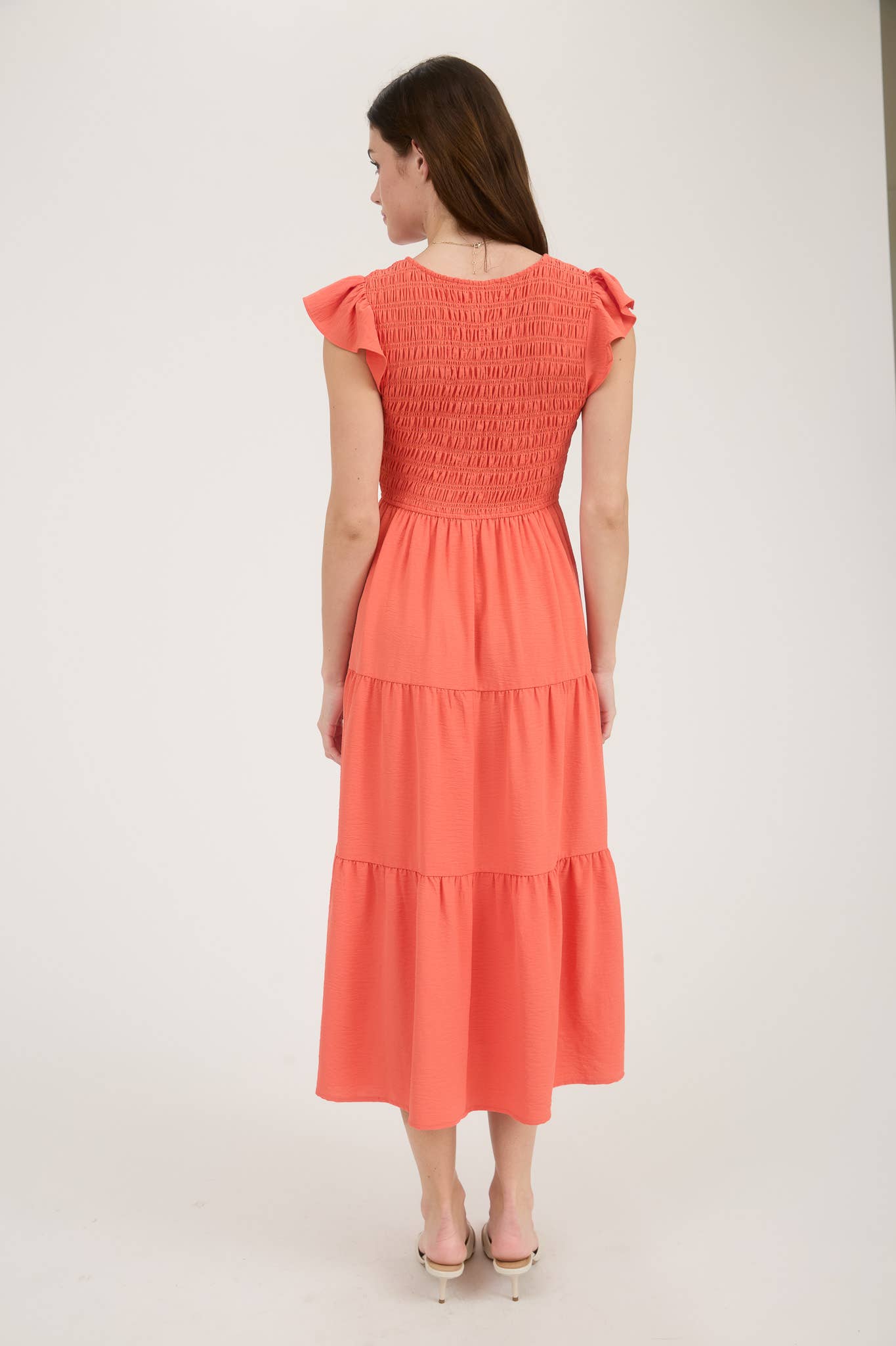 Coral Crush Tiered Midi
