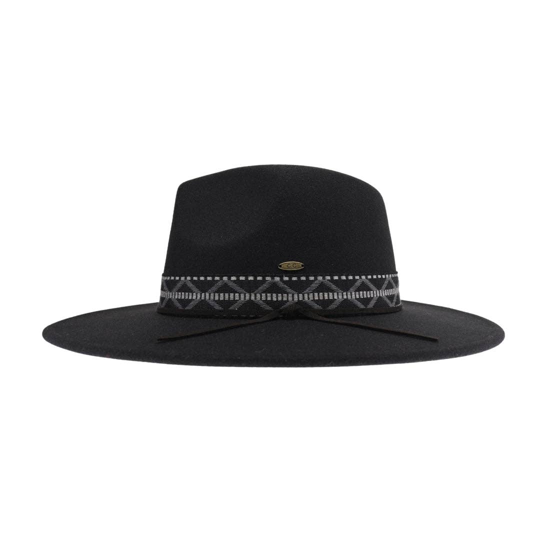 Oatmeal Geometric Band C.C Vegan Felt Hat