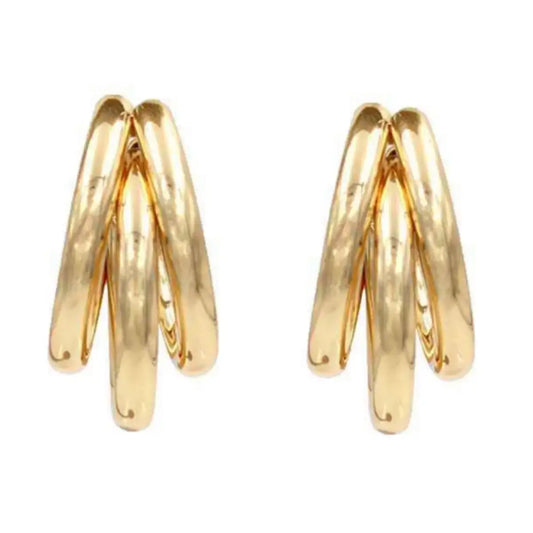 Gold Tri-Hoop Earrings | Triple Layered Hoop