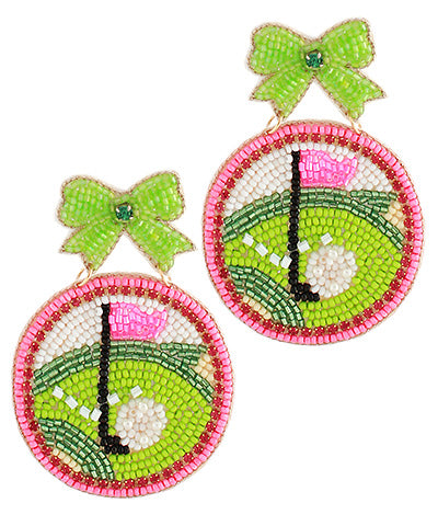 Tee Time Beaded Bow Earrings