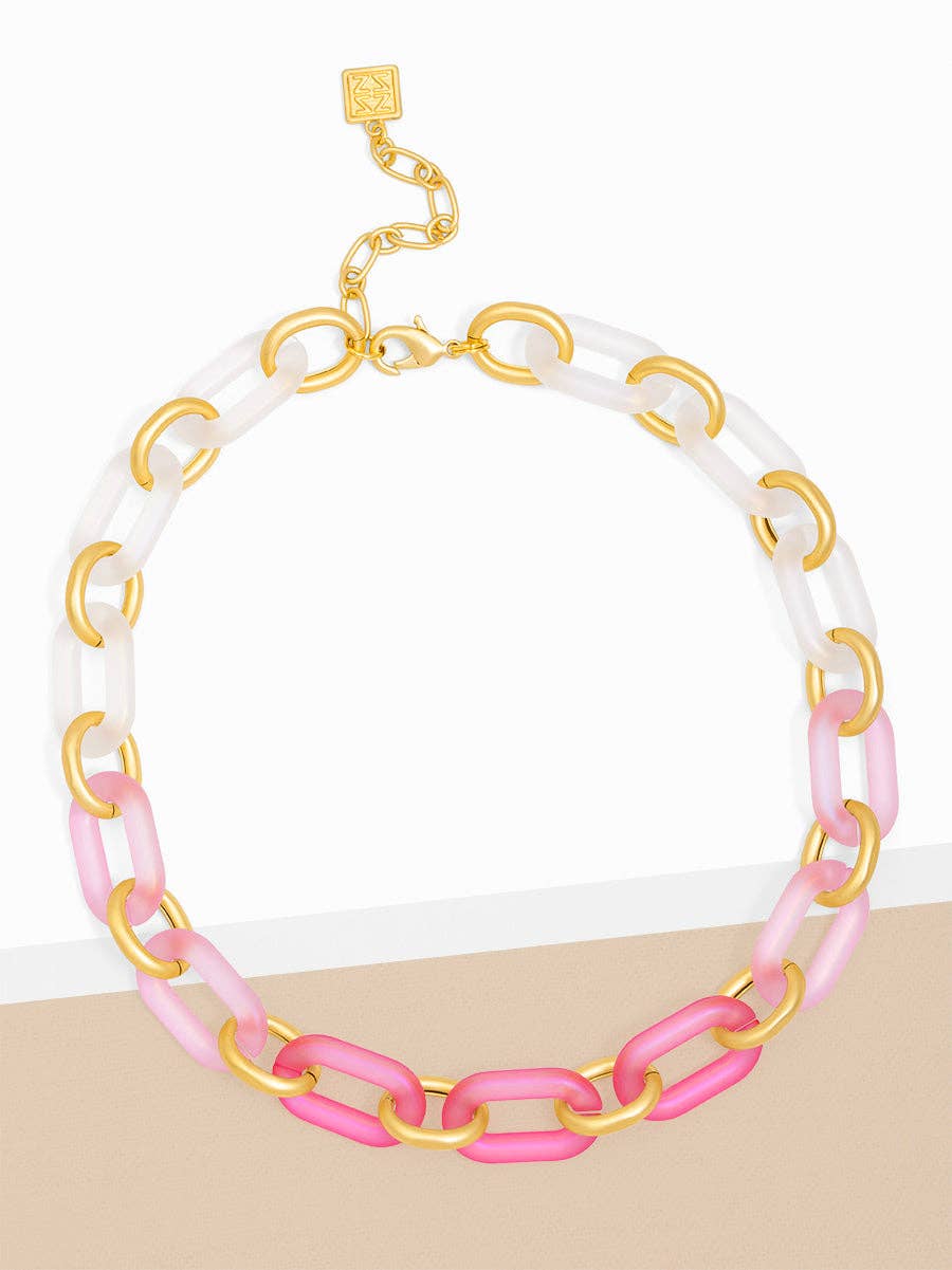 Multi-Color Resin Oval Links Collar Necklace: MLT