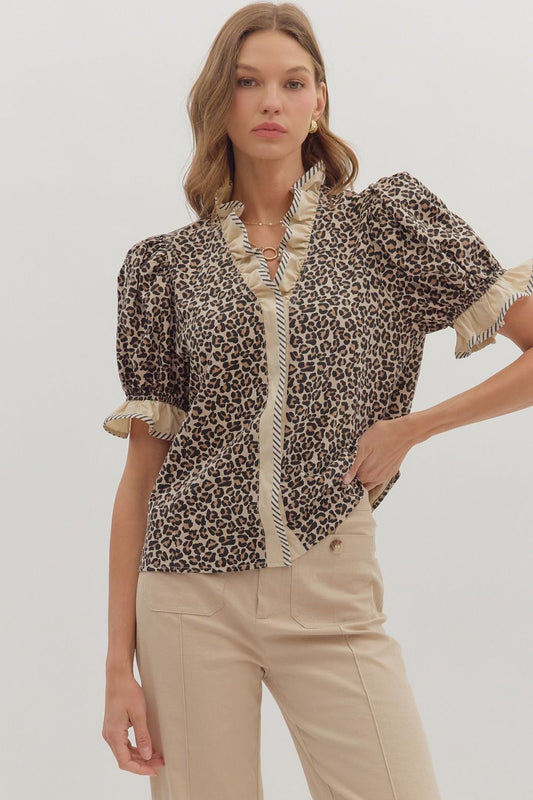 ✨ The Wild Luxe Ruffle Blouse in Taupe ✨