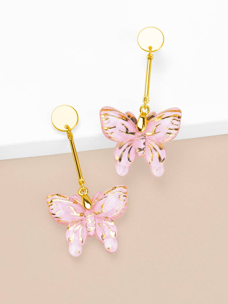 Hot Pink Butterfly Drop Earring