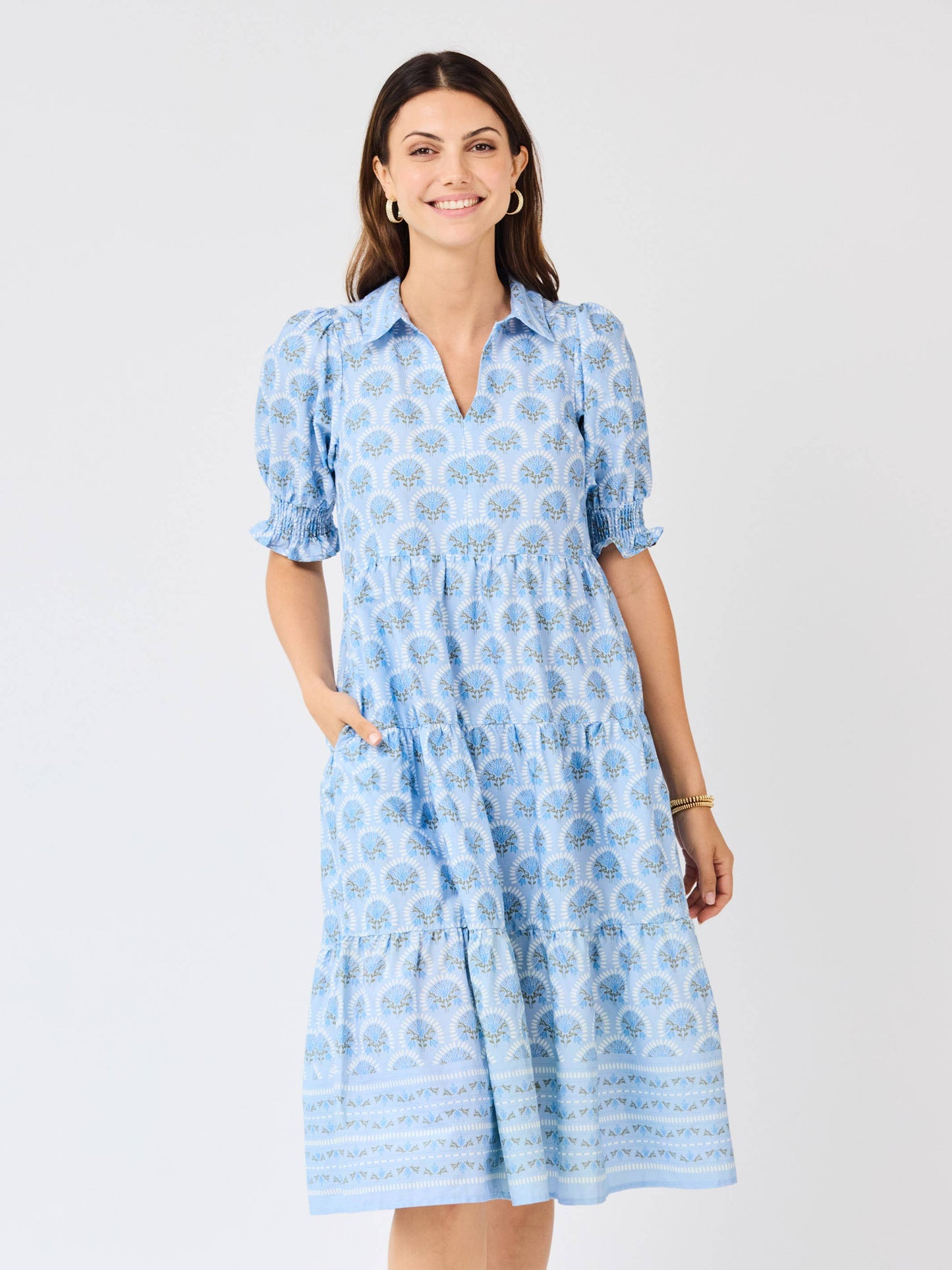 Molly Dress | Sunshower Flora Blue: XS