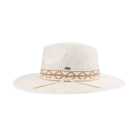 Oatmeal Geometric Band C.C Vegan Felt Hat