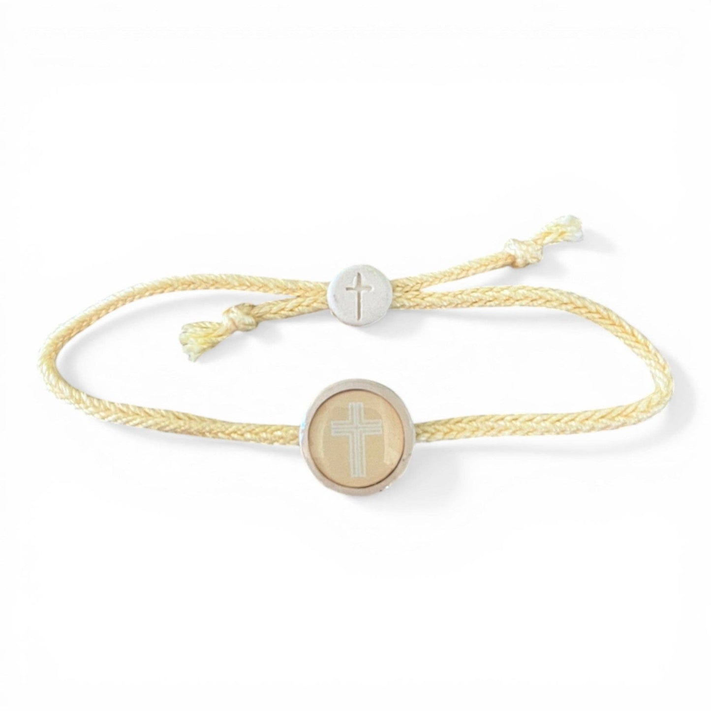 Tap To Pray® Survivor Series Bracelet: 14K Gold-Plated + Vanilla Cross
