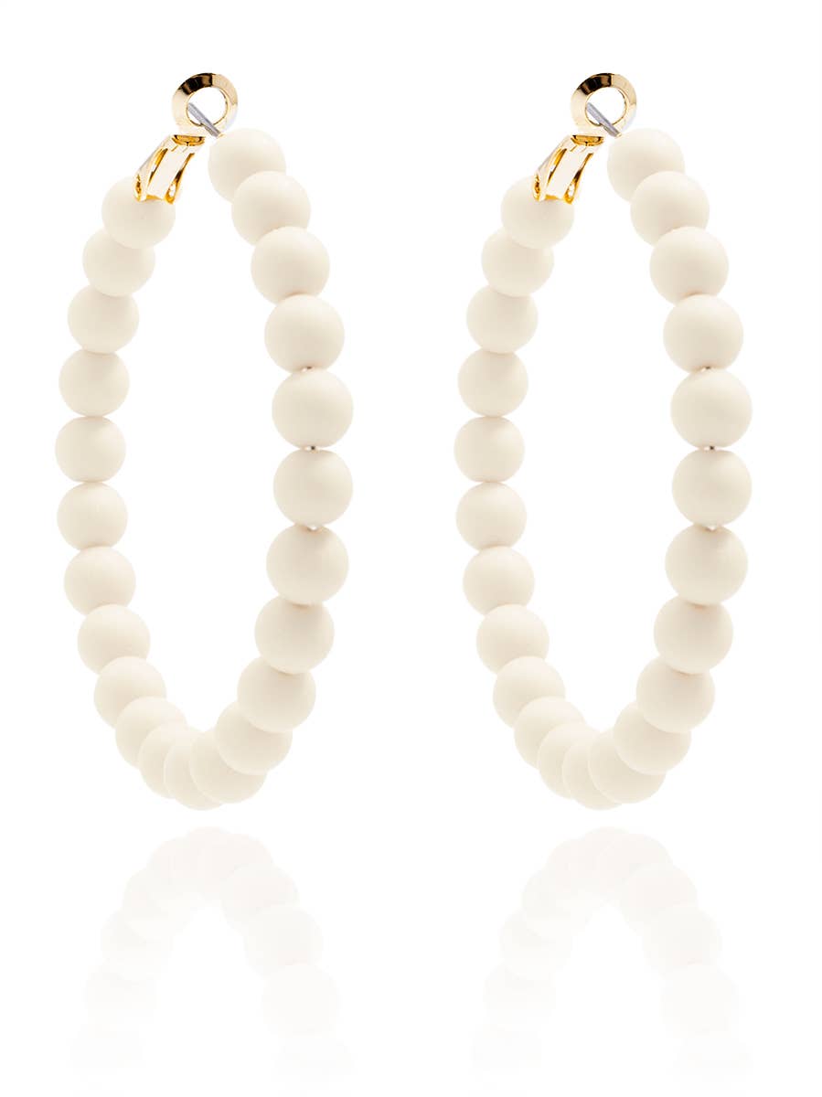 Emerald Matte Beaded Hoop Earring