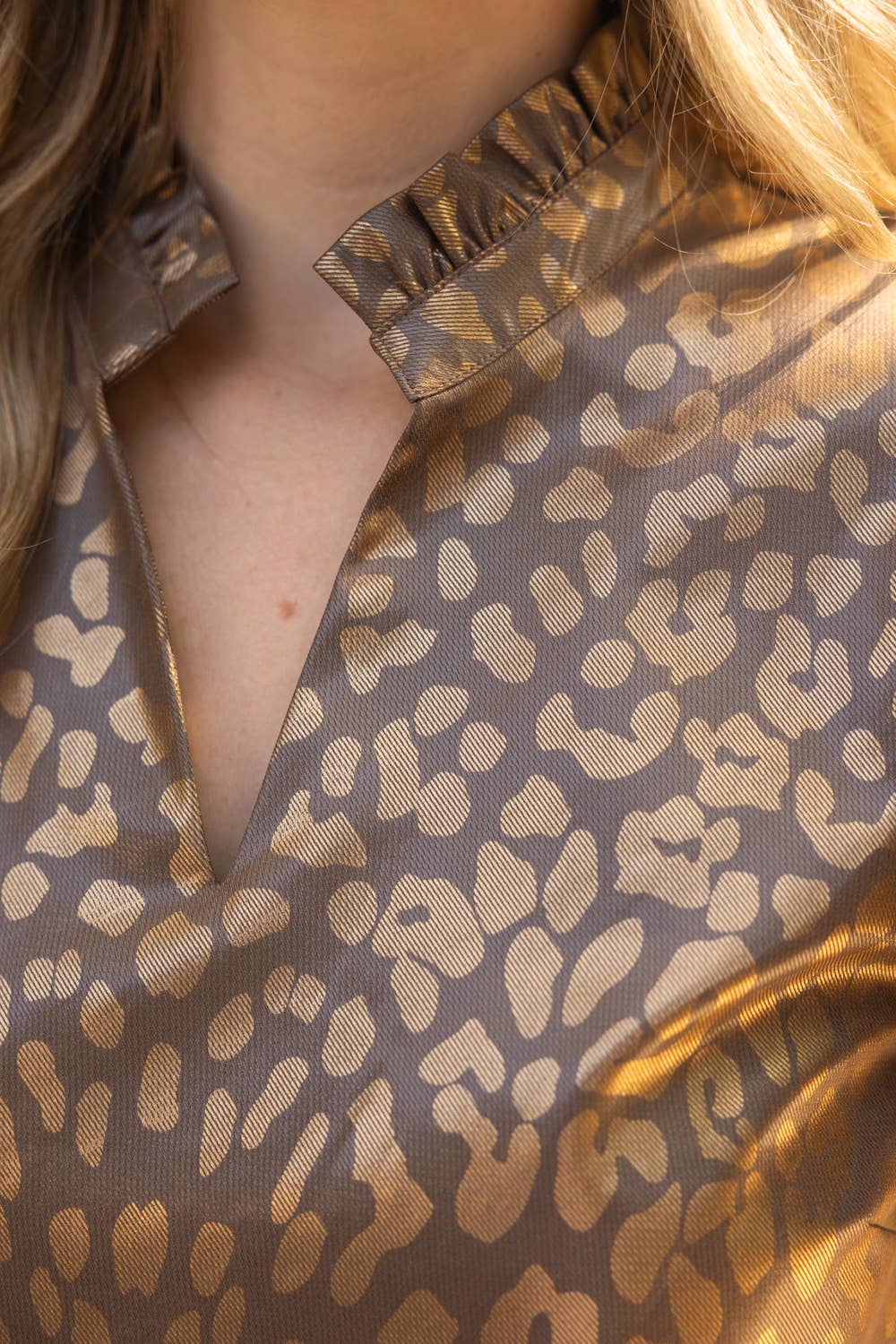 Brown Leopard Print Ruffle Sleeve Dress
