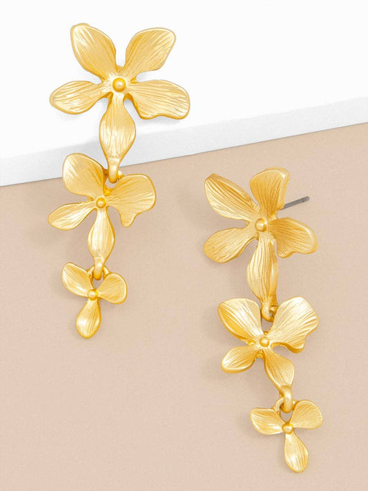 Triple Metal Flower Drop Earring: MG