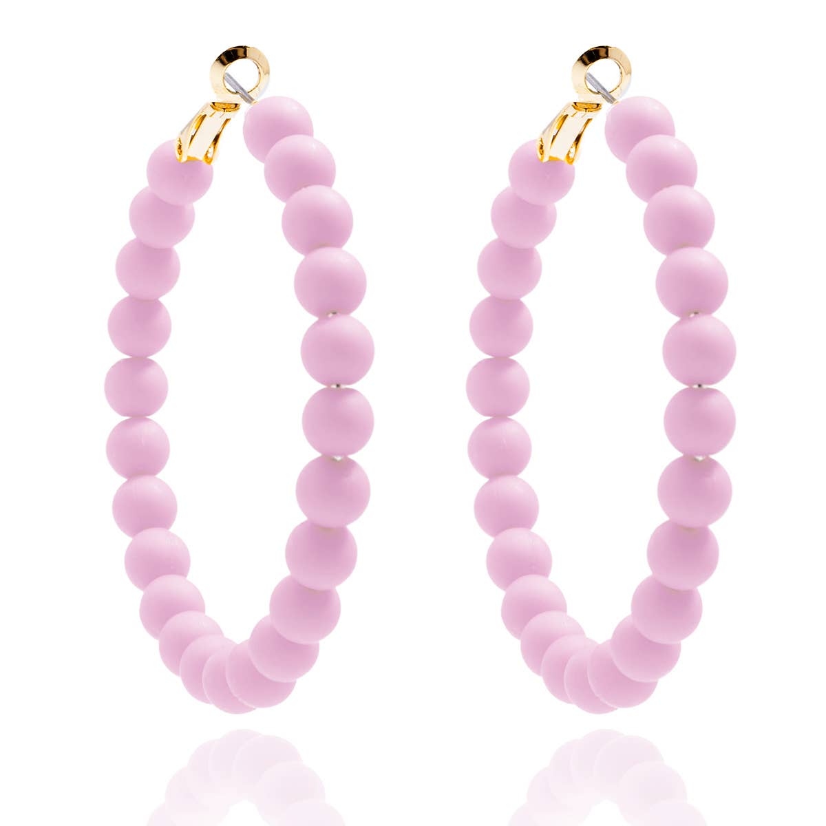 Emerald Matte Beaded Hoop Earring
