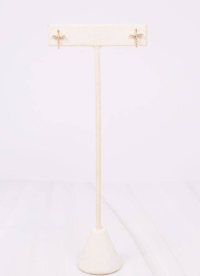 CZ Cross Stud Earring Clear