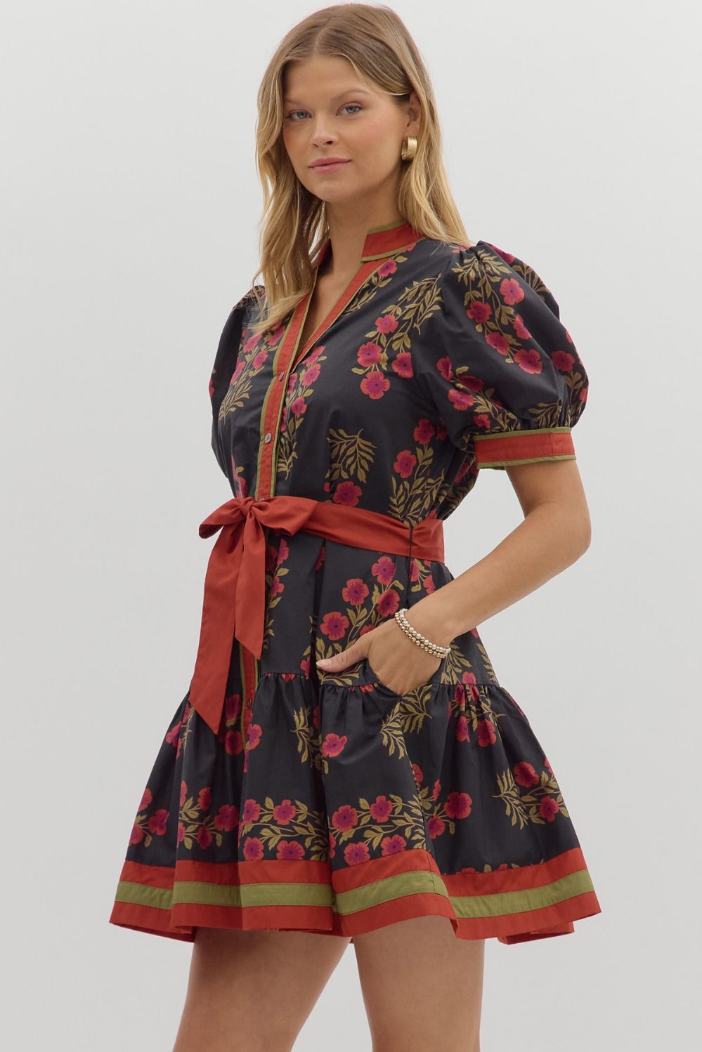 Crimson Bloom Mini Dress