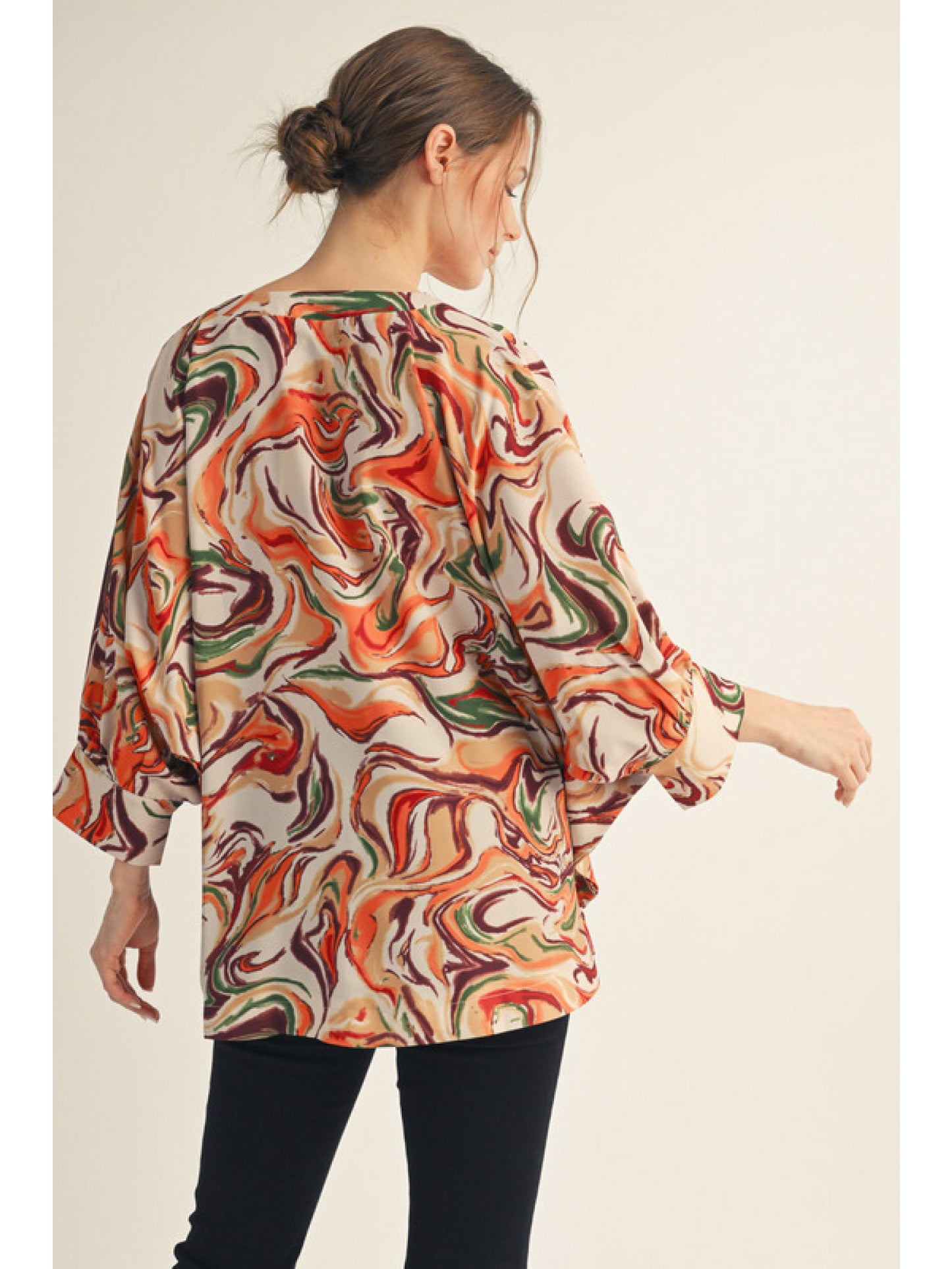 Autumn Swirl Satin Blouse