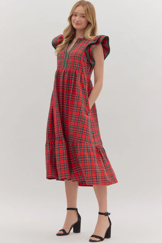 Holly Jolly Red Plaid Midi