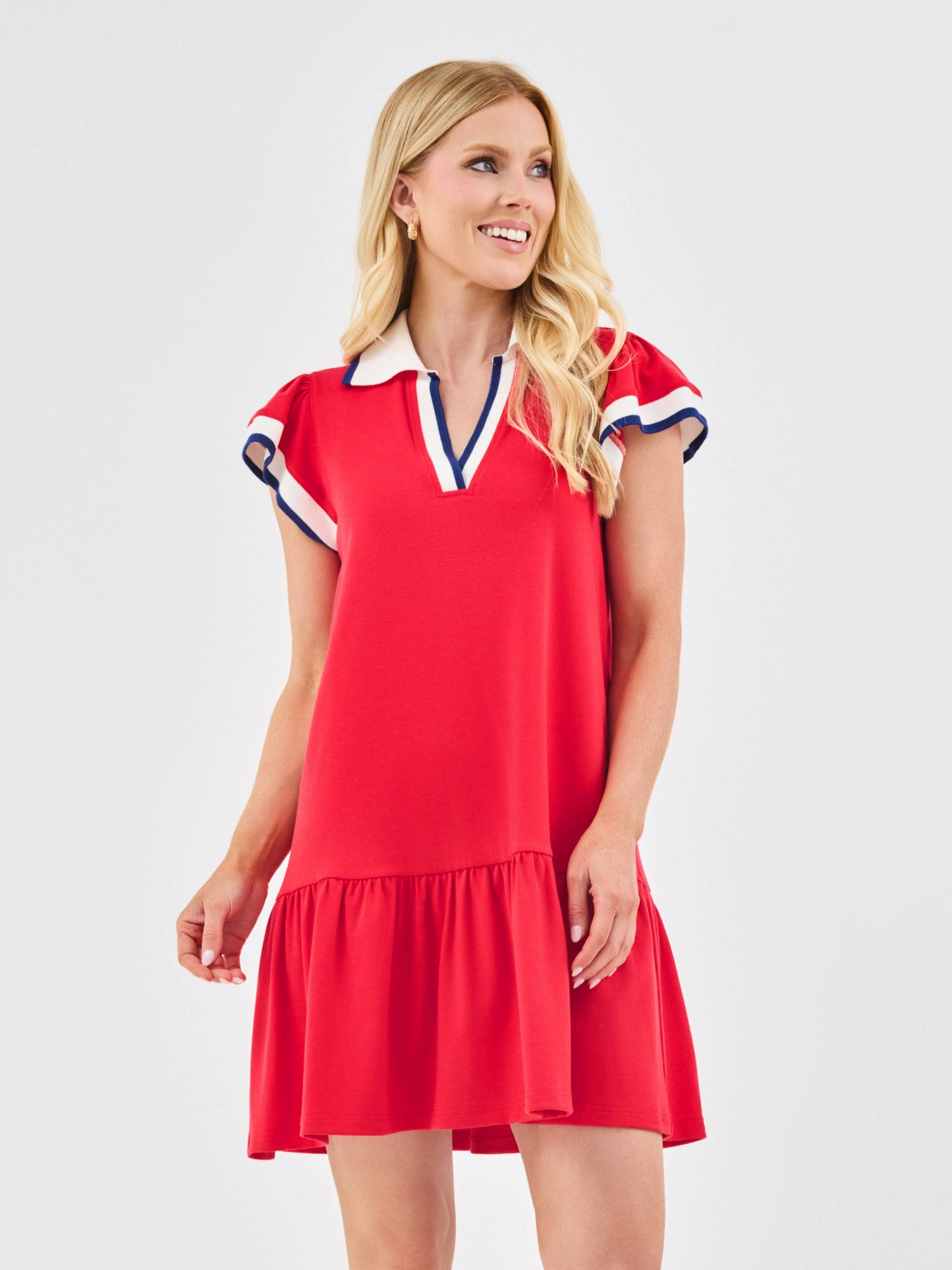 Carissa Dress | Red + White
