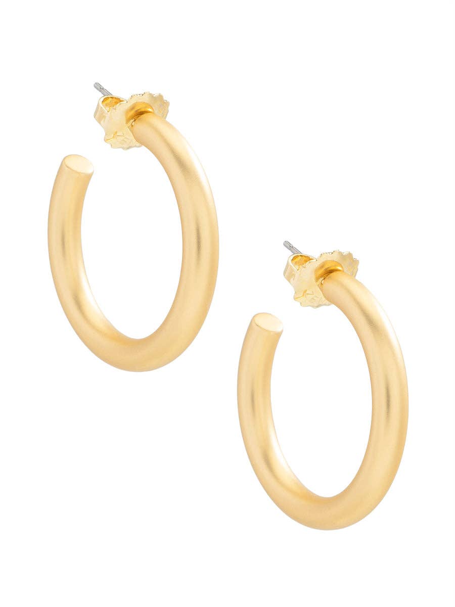 Small Chunky Matte Gold Hoop Earrings
