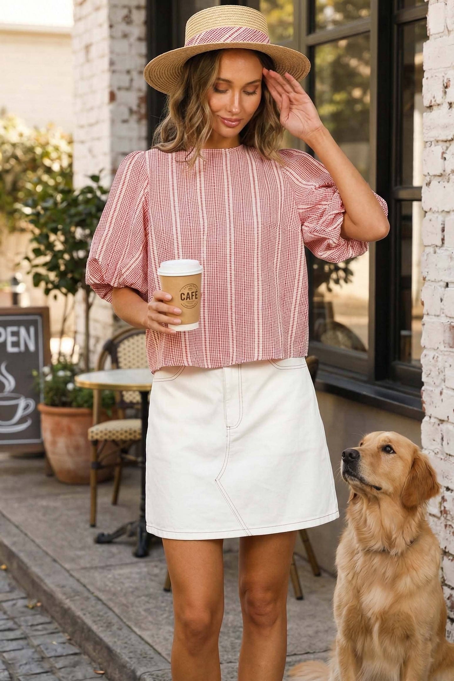 V-Back 2 Bow Accent Feminine Plaid Blouse Top VT82621C: Yellow / S