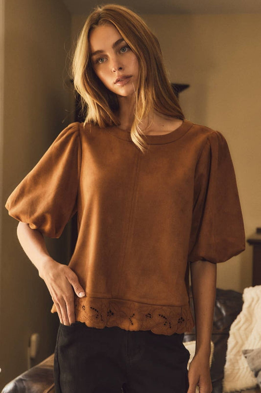 Chestnut Puff Sleeve Top