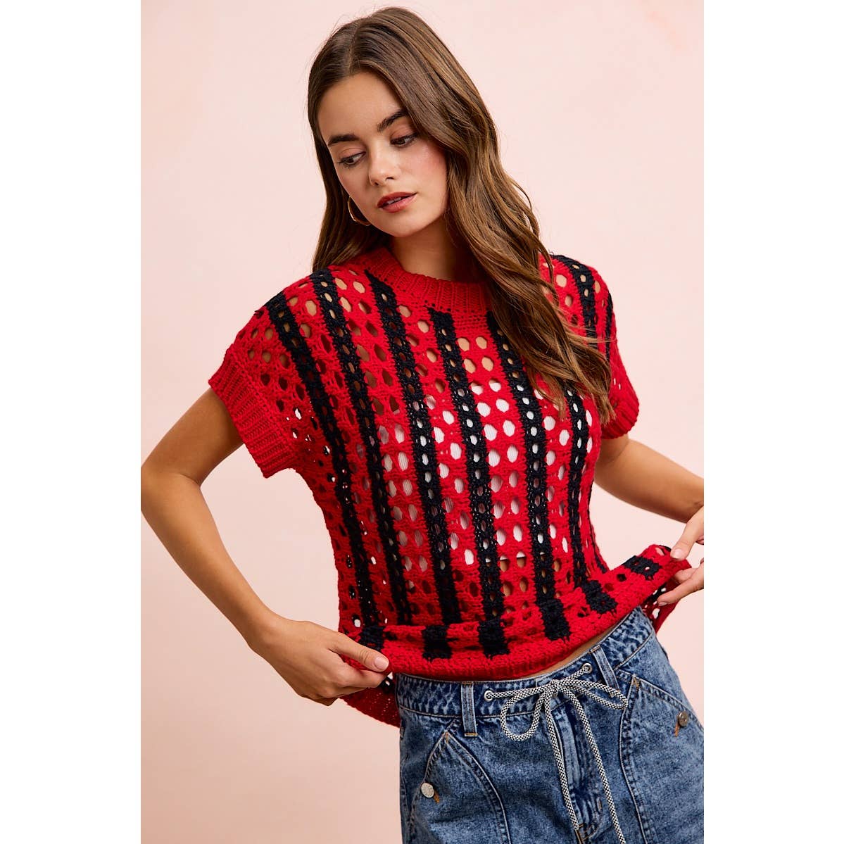 Sideline Sweetheart Crochet Top ❤️🖤