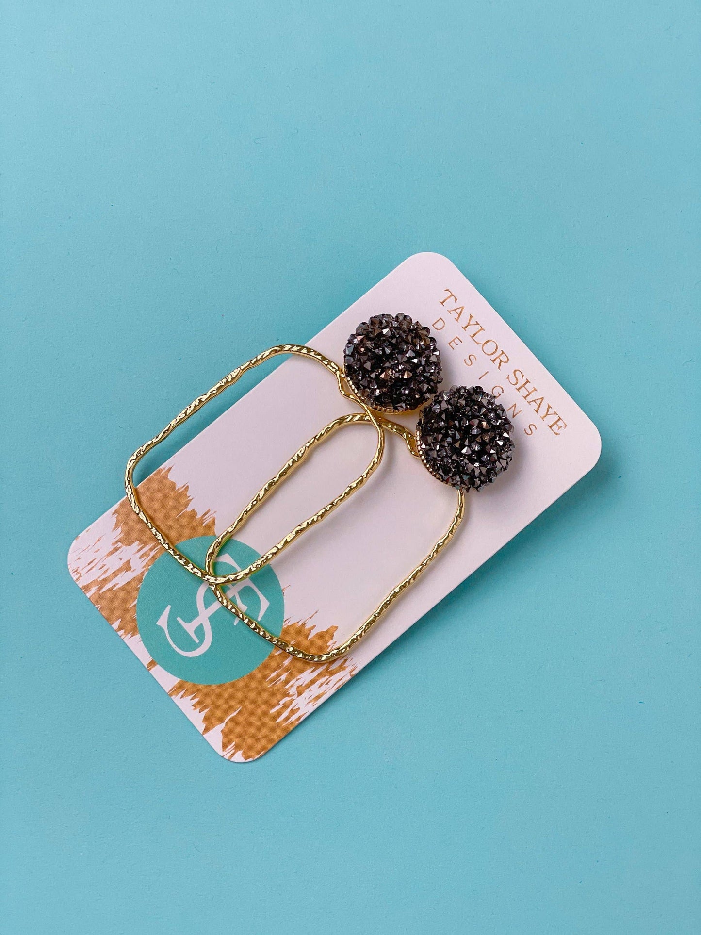 Glitter Top Rectangle Hoops