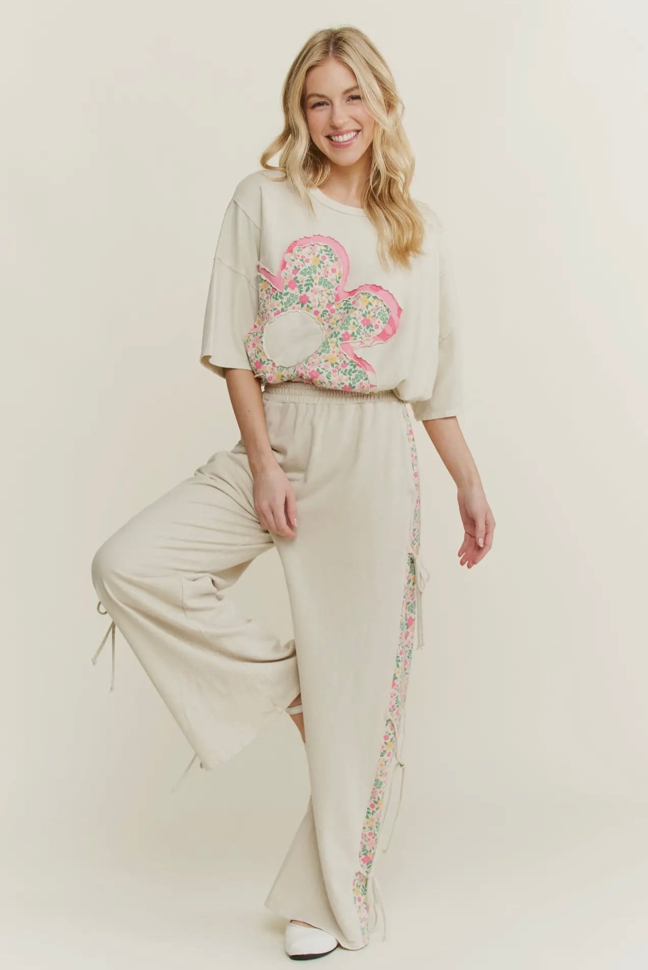 J Her Natural Mineral Wash Floral Top